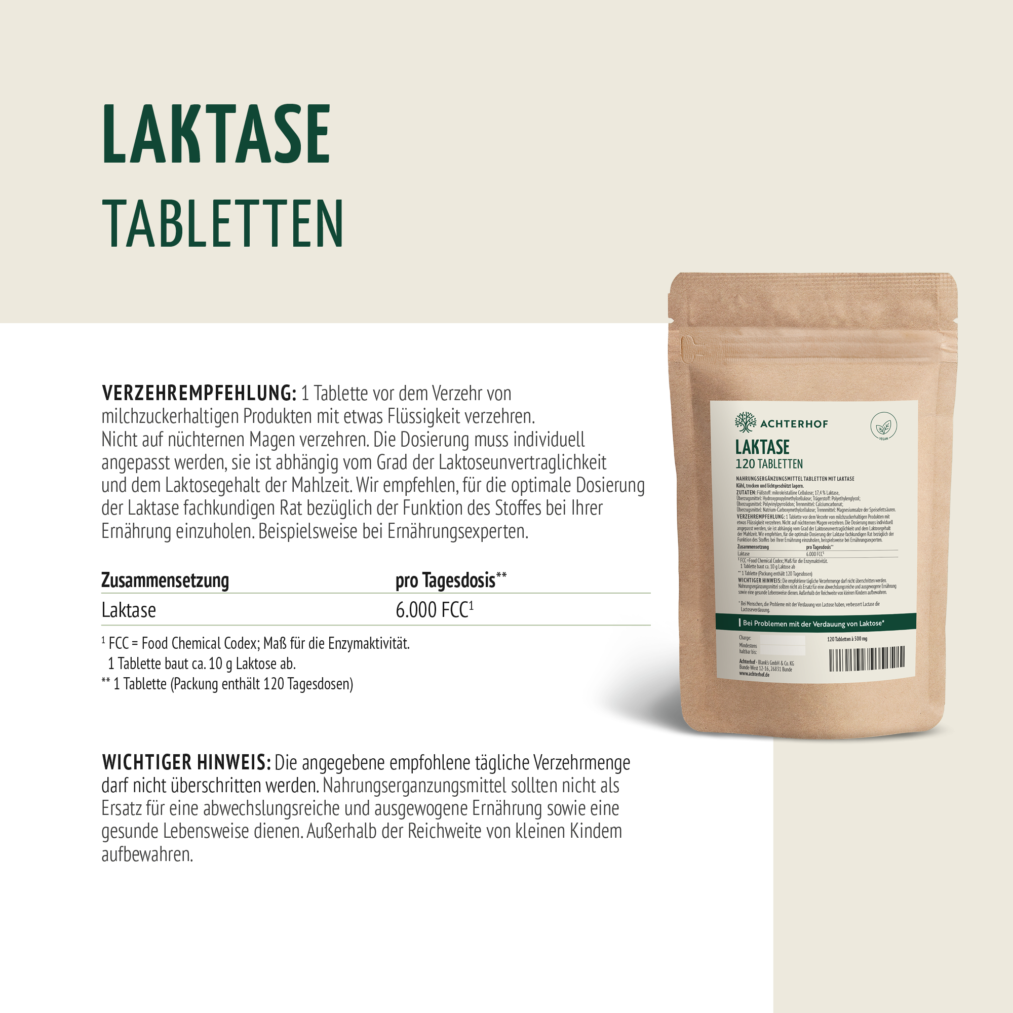 Laktase Tabletten (120 Tabletten)