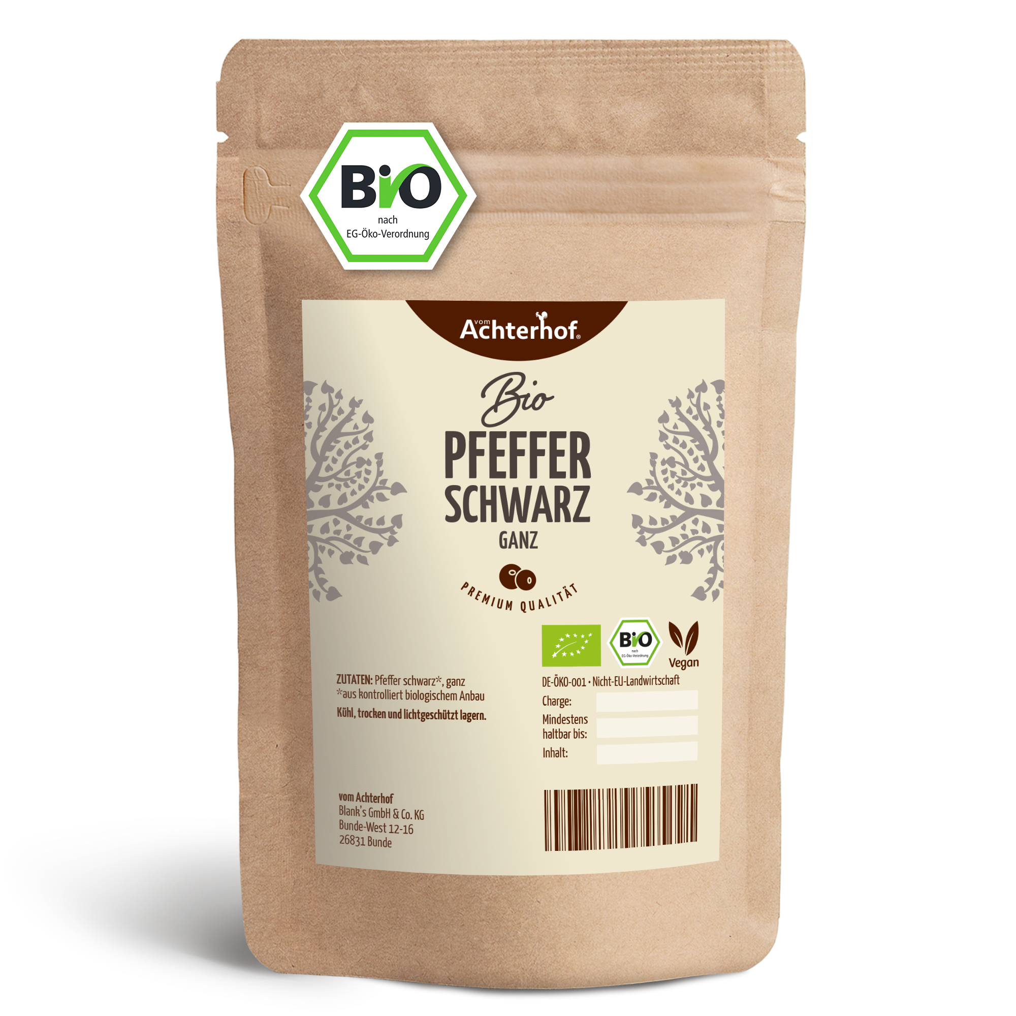 Pfeffer schwarz ganz Bio (250g)