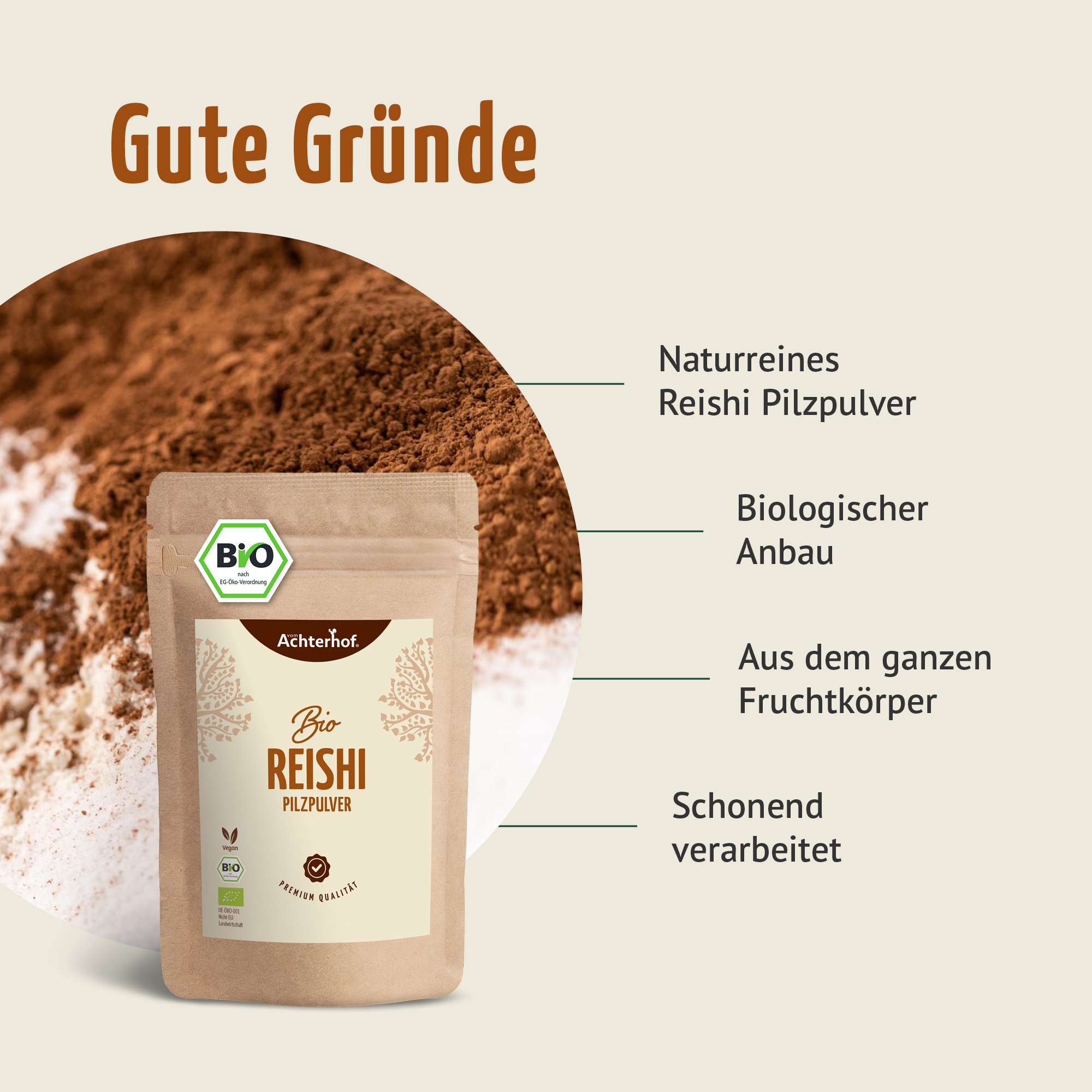 Bio Reishi Pilzpulver (250g)