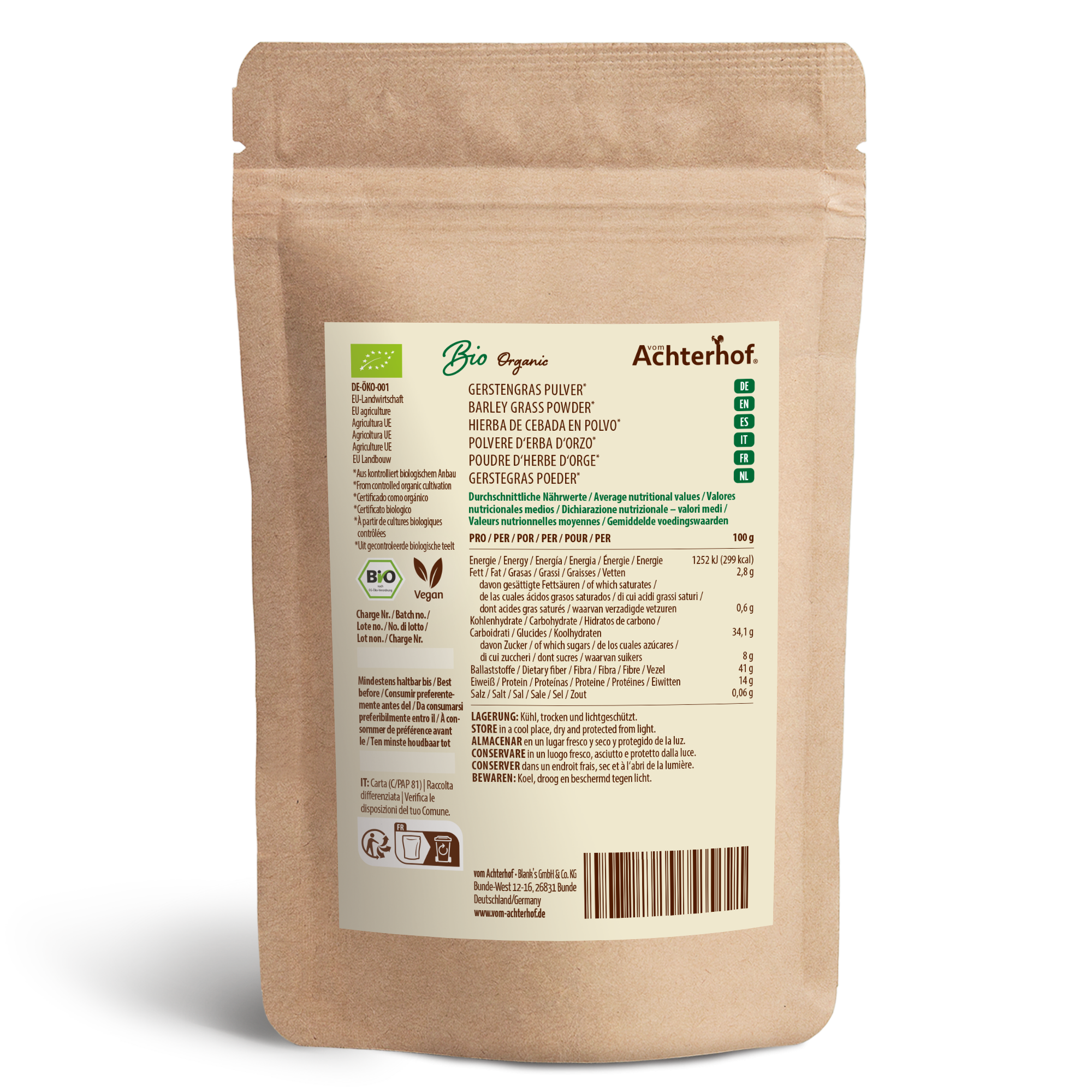 Bio Gerstengras Pulver (1000g)