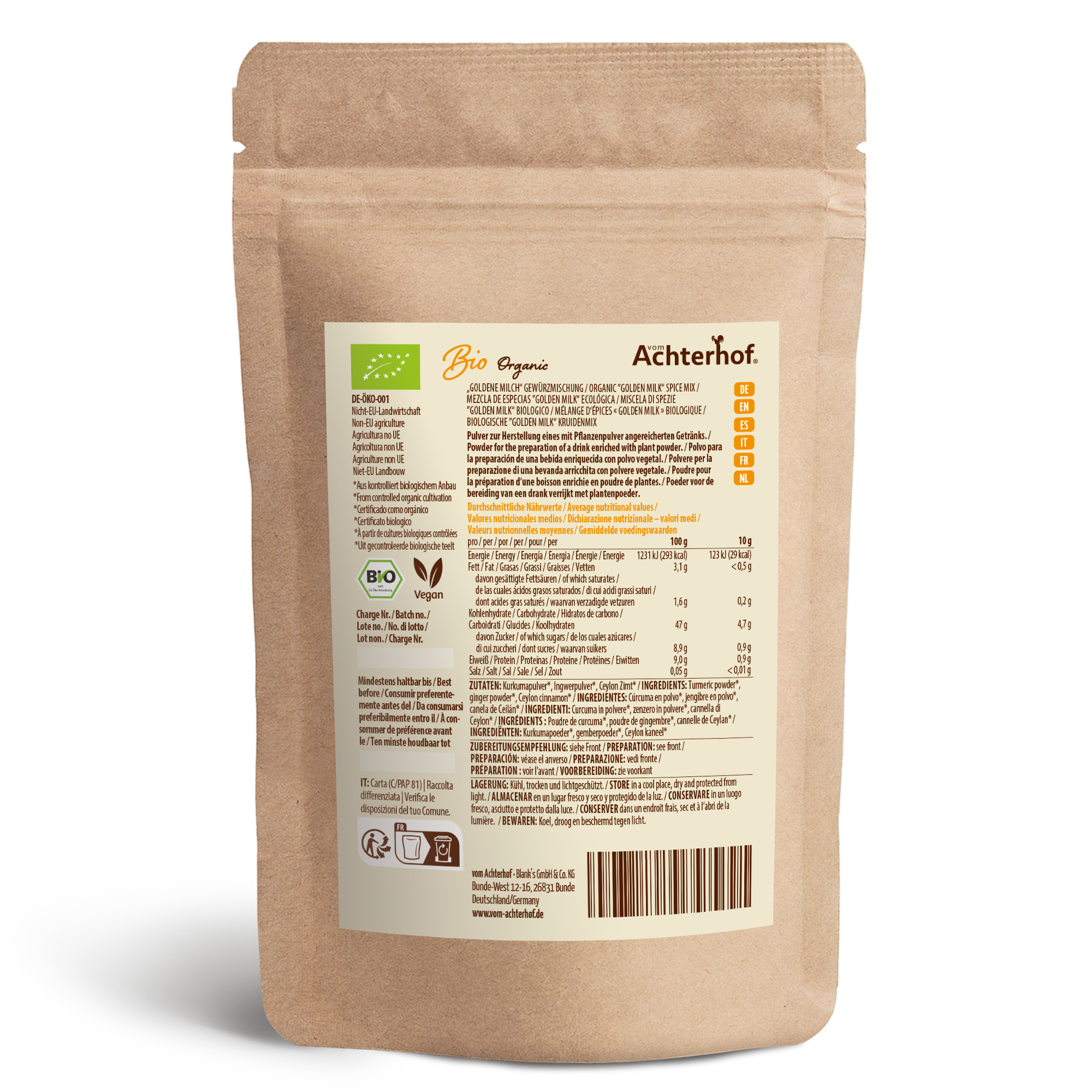 Goldene Milch Gewürzmischung Bio (250g)